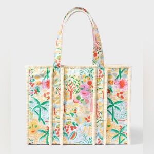 NWT Roller Rabbit x Target Vacation Fringe Canvas Tote Bag Yellow/Green